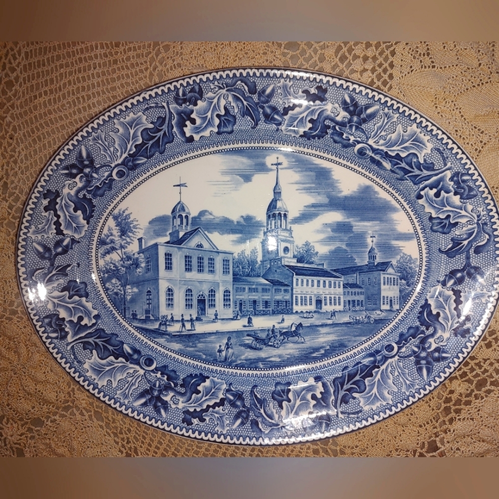 Johnson Brothers Historic America Blue Platter